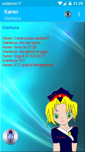 Karen tells the time and the date and answers 911