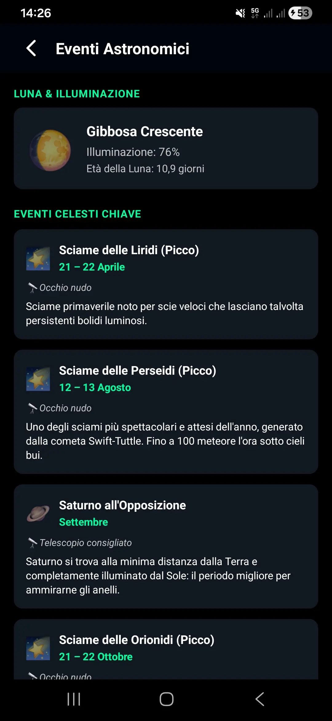 Fase lunare in tempo reale e calendario astronomico con lo strumento ideale per ogni evento
